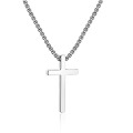 Custom Men's Cross Chain Silver Black Gold Stainless Steel Pure Color Cross Pendant Necklace Men's Box Chain